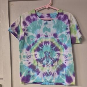 Vibrant Tie-Dye Kids Tee - Purple, Blue, Green